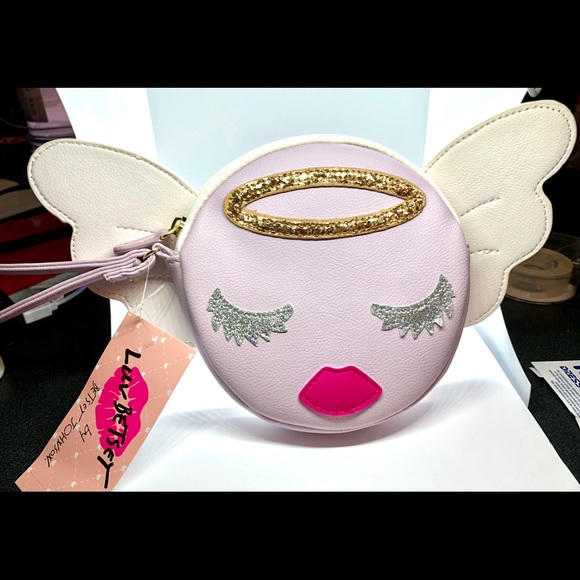 Betsey Johnson Handbags - Betsy Johnson Angel Face Wristlet Wings Open NWT